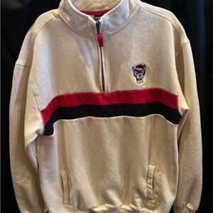 Colosseum Cream NC State Zip-Up Men's Sweater